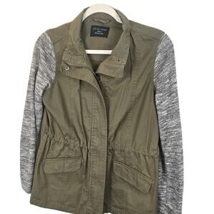 Love Tree Women's Sz Small Olive Green & Gray Full Zip Jacket Gorpcore Grunge